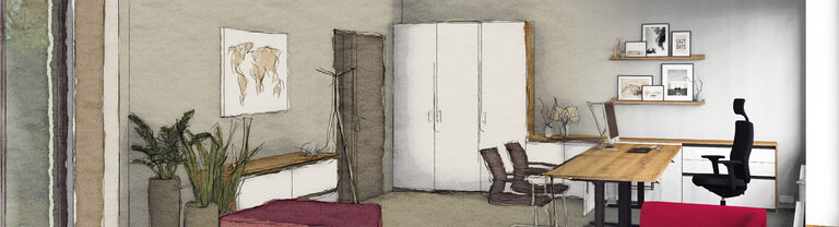 Loungemoebel Schrankkombination Schreibtisch